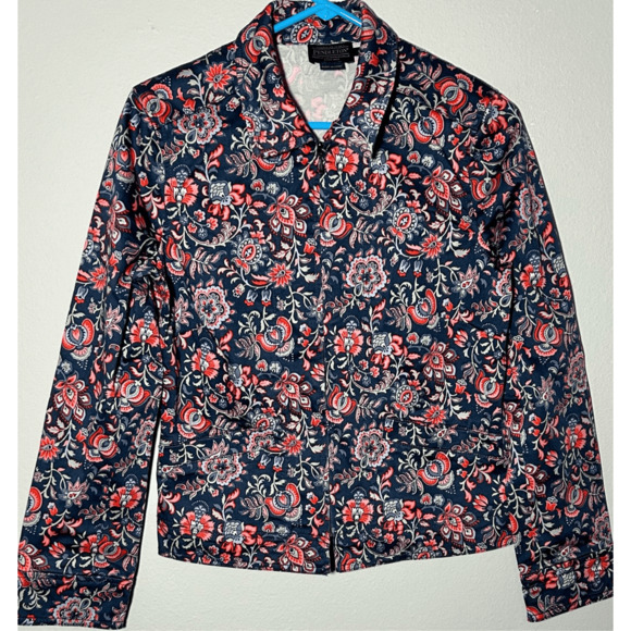 Pendleton Women’s Paisley Blue & Pink Full Zip Floral Jacket Sz Small - Picture 2 of 7